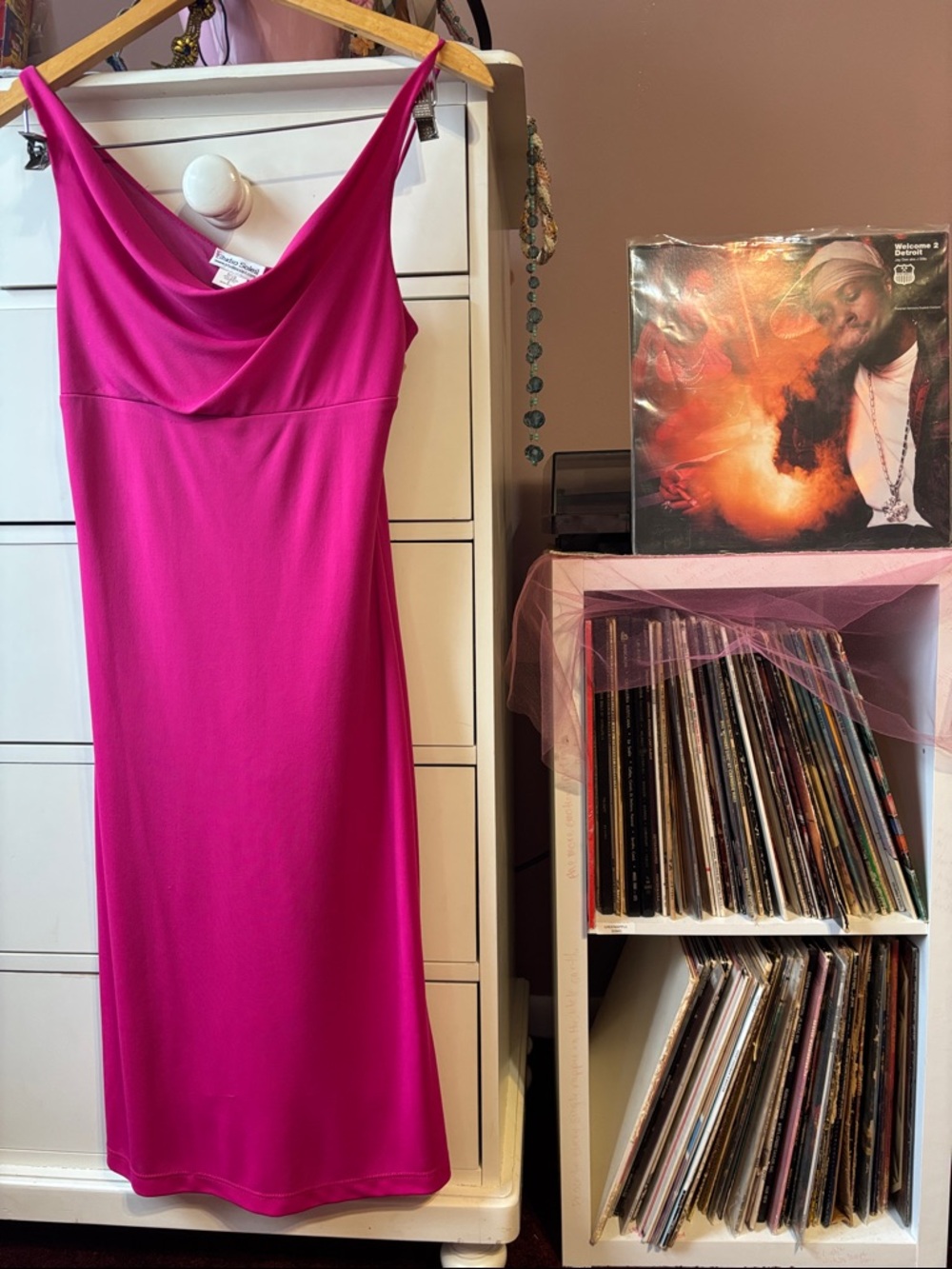 Vintage Y2K Dress 90’s Asymmetrical Bias Cowlneck Pink Sexy Sheath Short Baddie